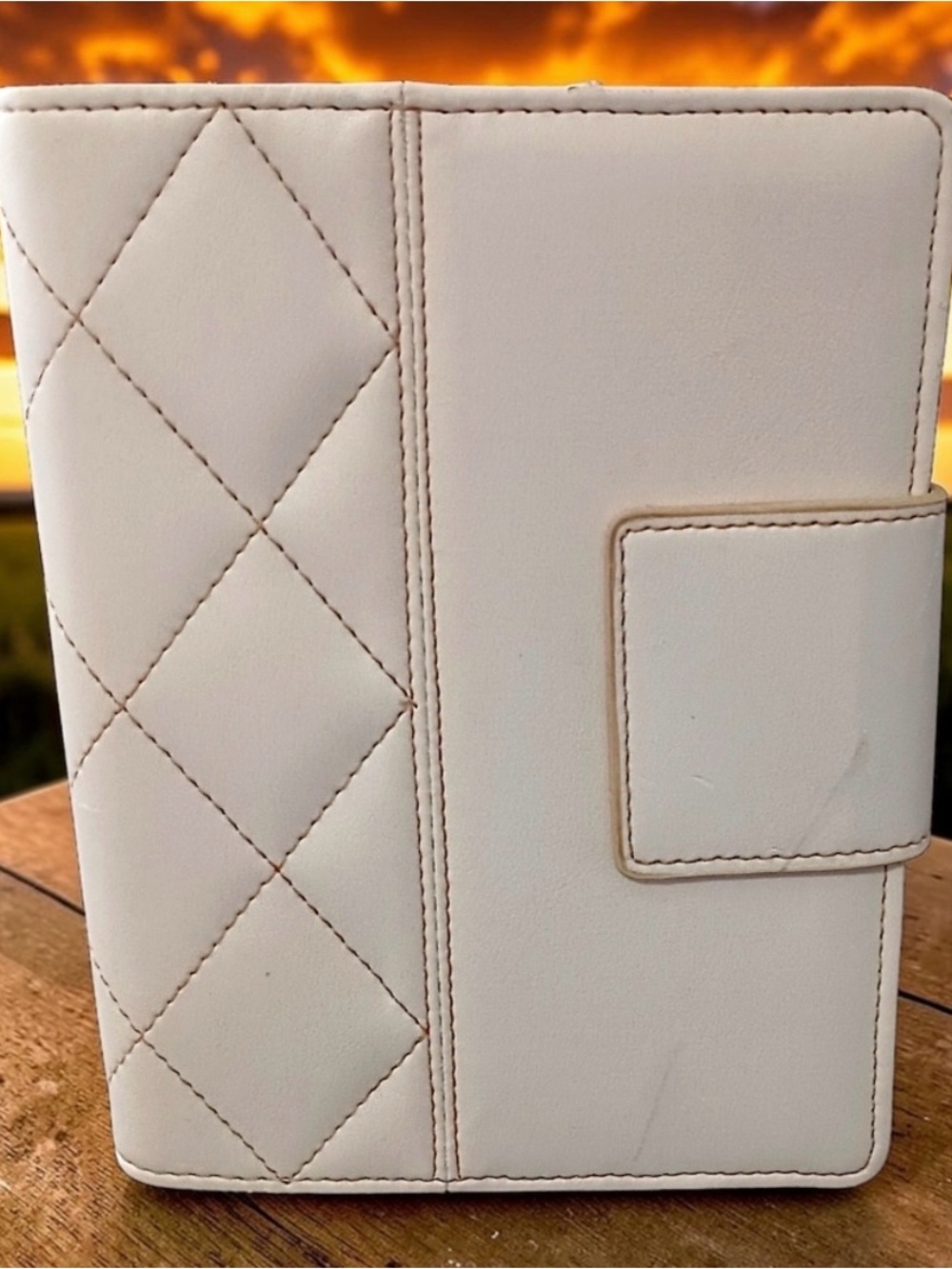 Vtg Franklin Covey Compact Planner 6 Ring Ivory Quilted Address Task Calendar.